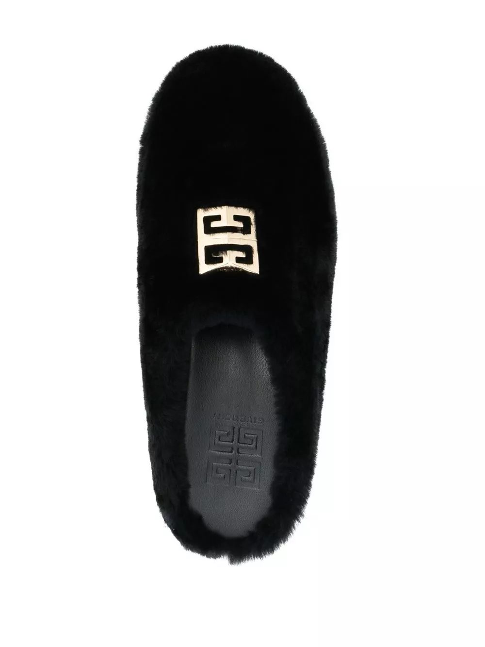 Cheap Givenchy logo-plaque shearling slides Women 0202