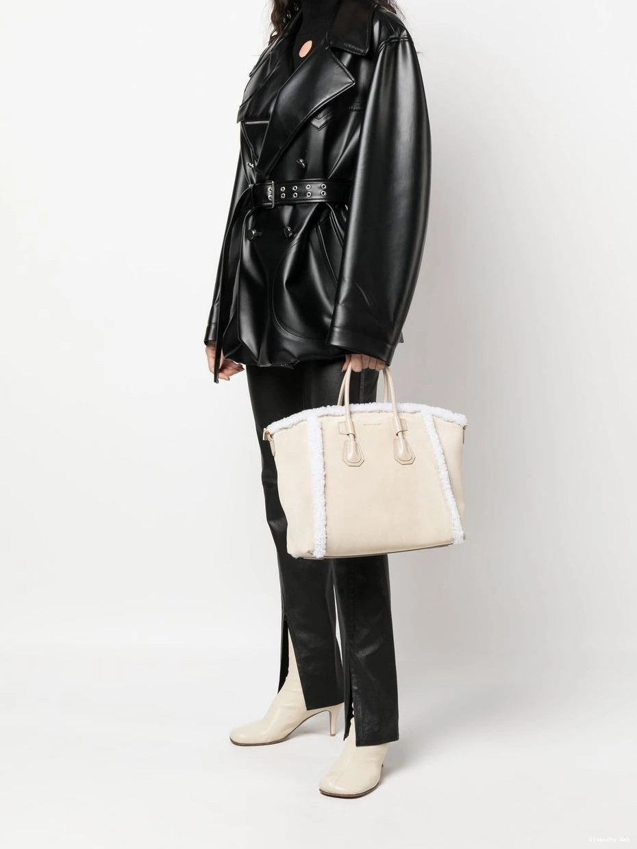 Affordable Givenchy bag leather tote Women shearling-trim 0218